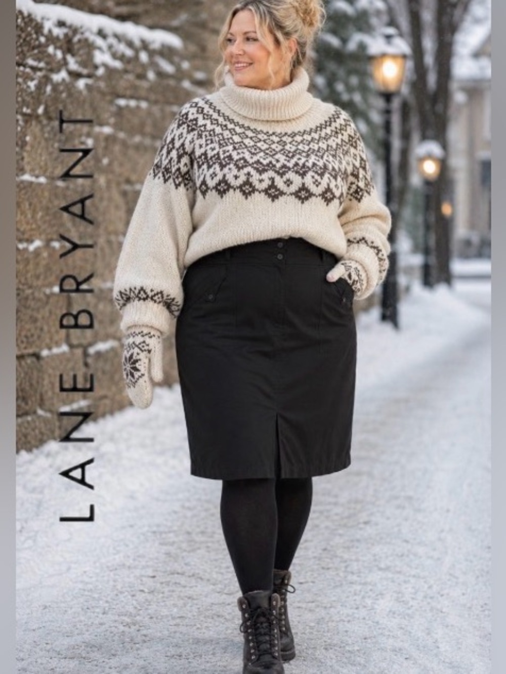 28W Lane Bryant Cotton Pencil Skirt with Cargo Pockets